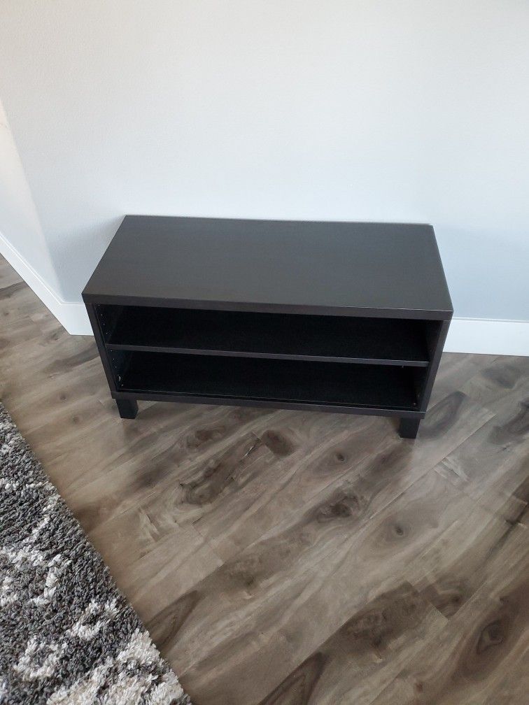 Black Brown Bookcase, cabinet, bench, under window organizer (2) shelves 35⅜ x W 15½ x 19 H