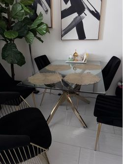 Glass top and gold table