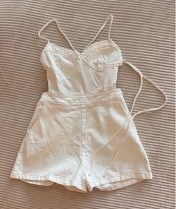 🤍 Cream Lace-Up Romper 🤍