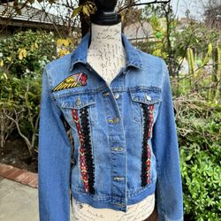 Ashley Vintage Charm Denim Fringe Jacket Medium