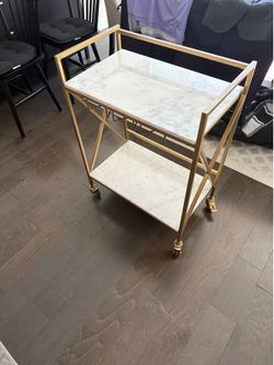 Brass and marble bar cart
