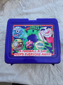 1986 Madballs lunch box with thermos