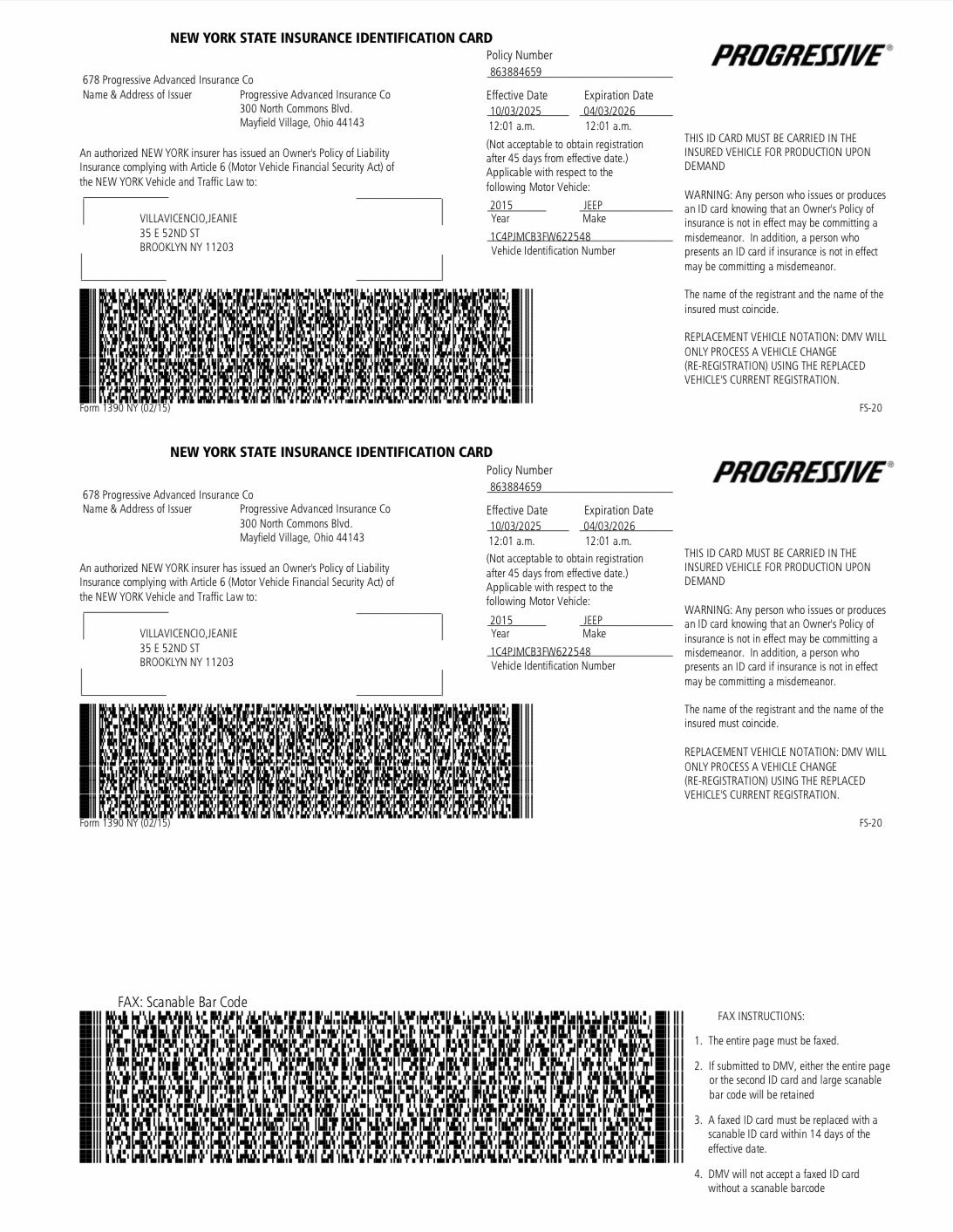 Auto Coverage 6 months $200