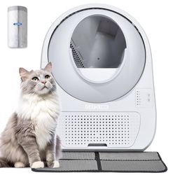  Automatic Cat Litter Box Self Cleaning for Multiple Cats with Mat, Double Odor Removal, Cat Litter Box for Cats from 3.5～22 lbs