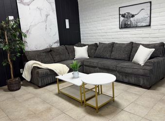 Dark Gray Fabric Sectional Sofa