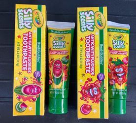 2 pack bundle of Brush Buddies Crayola Silly Scents toothpaste