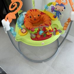 Fisher-Price Baby Bouncer Tiger Time Jumperoo Musical Activity Center with Lights Sounds & Developmental Toys