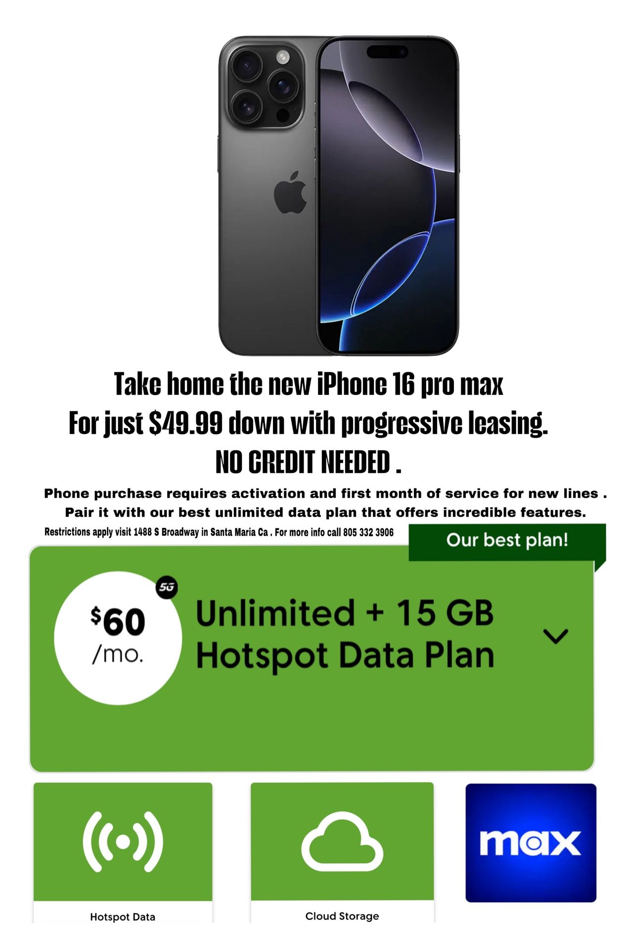iPhone 16 Pro Max 256 Payment Plan No Credit Needed .