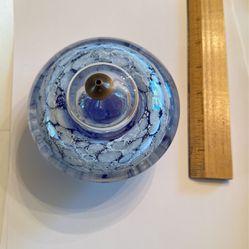 Paperweight Glass Oil Lamp Blue White
