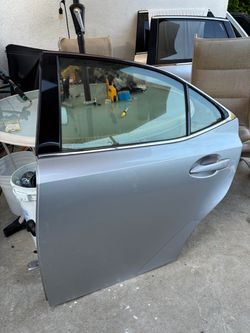 LEFT DRIVER SIDE REAR DOOR 2016 LEXUS IS250(SILVER) WITH HINGES