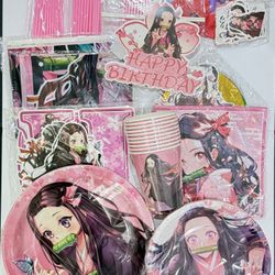 117pcs Nezuko Birthday Party Decorations (New, Unopened)