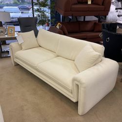 Ivory Boucle Uph. Designer Living Room Set