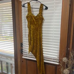 Mustard gold ruched dress