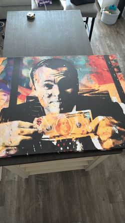 Wolf of wall street canvas painting.  Size in the description