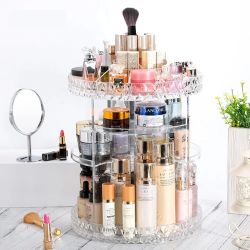 COOLBEAR Makeup Organizer,360 Degree Rotating Adjustable Acrylic Cosmetic Storage Display Case,6 Layers Large Capacity Makeup Storage for Perfumes,Mak