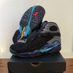 Nike Air Jordan 8 Retro GS Aqua Black 305368-006 Size 5.5Y/ Women's Size 7