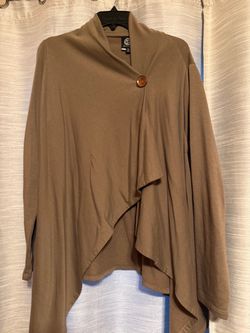 Tan Wrap Cardigan with Wood Button