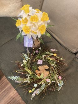 Easter Wreath And Flowers