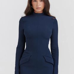 "Hailey Bieber Dress" - Navy Long Sleeve (S/M Fit)