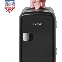 Chefman Mini Portable Black Personal Fridge Cools Or Heats