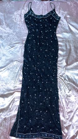 Black Beaded Sequin Formal Maxi Dress