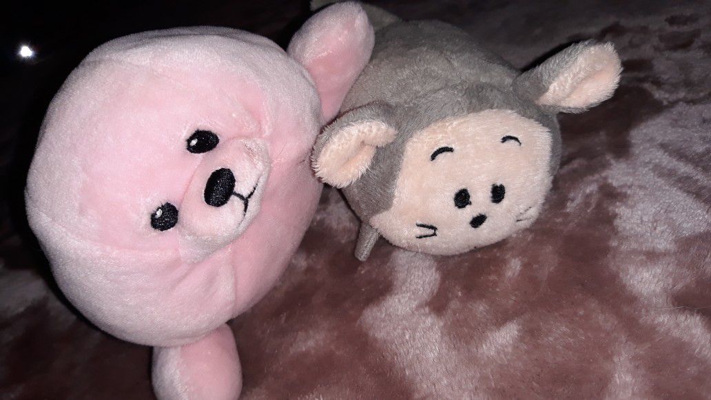 Ty Beanie Baby Seal & Bun Bun Mouse Plushes