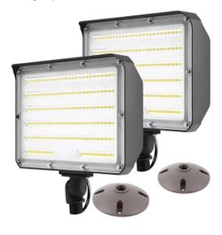 2Pack Dusk to Dawn Outdoor 100W LED Flood Light with Knuckle (Plate Included)