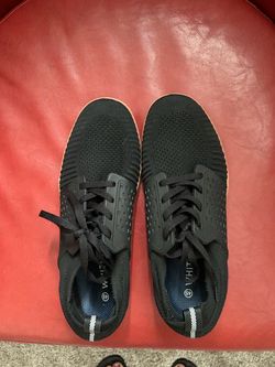 Whitin Mens Black Knit Lace-Up Sneakers