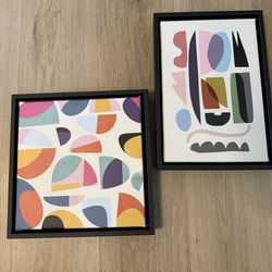 Set of 2 Framed Mid Century/Modern Canvas Art