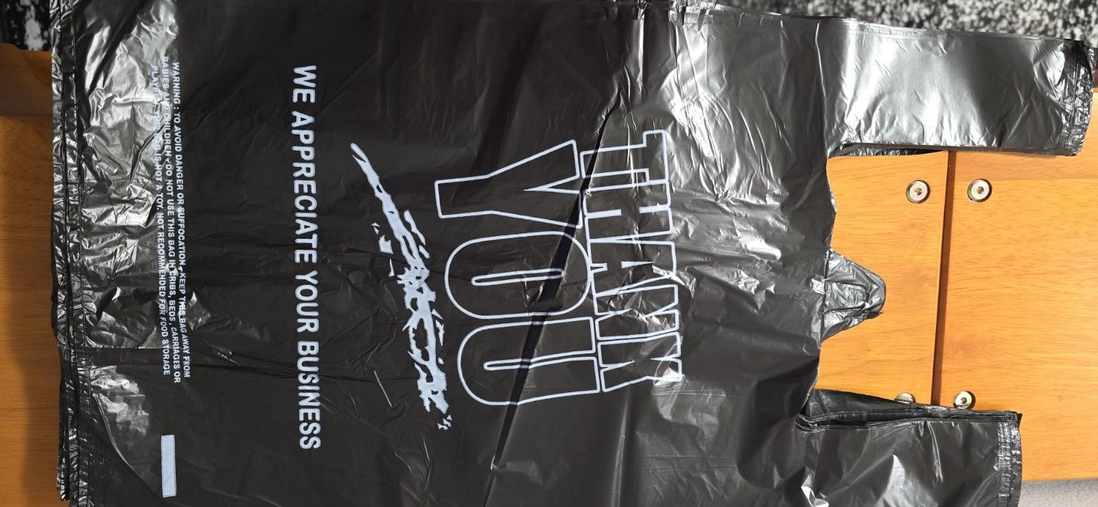 1000 Thank You Shopping Bags Black