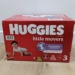 Huggies Little Movers Baby Diapers, Size 3,  68ct