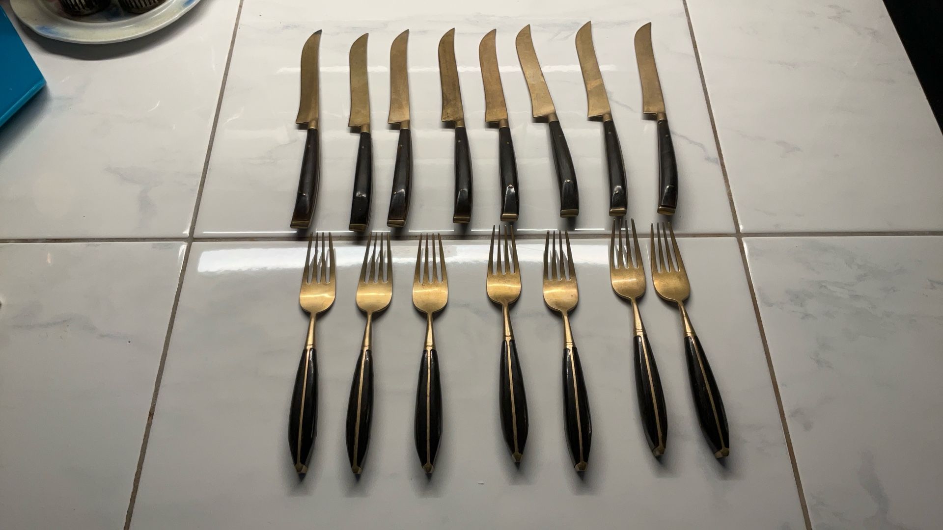Mid-Century Brass Salad  Forks & Knives