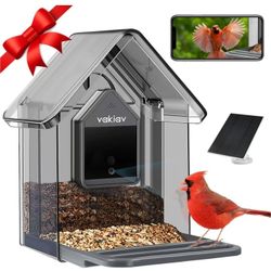 Bird Feeder with Camera 100M Cloud Storage and AI Bird Species Identify(Subscription-Free) with Solar Panel