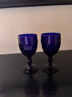 Cobalt Blue Glass Goblets Set of 2