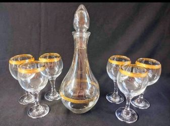 24k Gold Rim Decanter Set