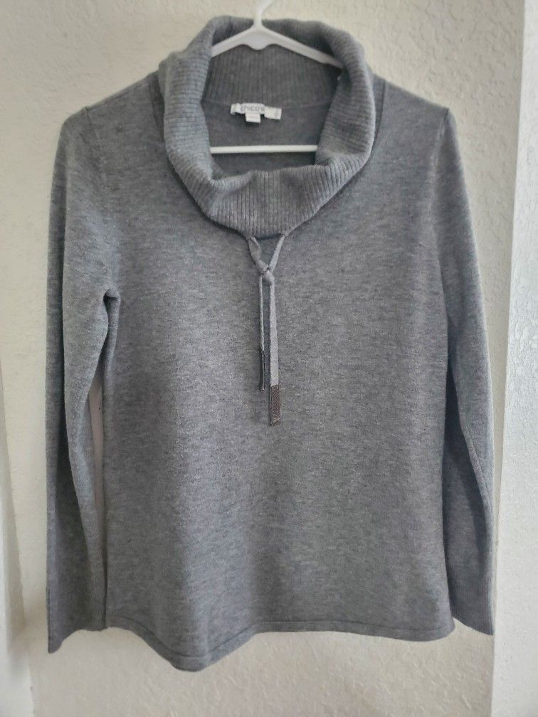 Chico's Gray Cowl Neck Sweater Size Small 