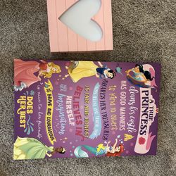 2 Pieces Canvas Princess Rules And Wood Heart Light Frame