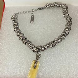 Pulsera Tejida Stainless Still Dije Nácar Joyería Antigua 