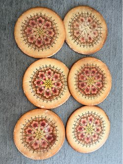 Vintage Floral Leather Coasters – Set of 6
