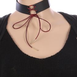FAUX LEATHER LACE FRONT CHOKER NECKLACE