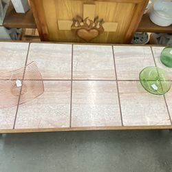 Vintage Scandinavian With Marble Top Coffee Table