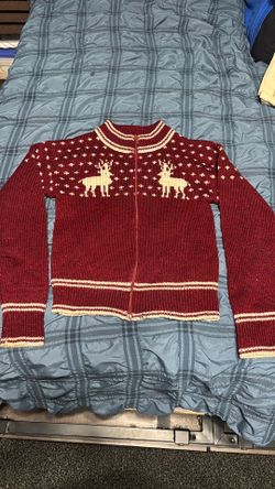 Vintage Huk-A-Poo Kids Deer Zip-Up Sweater Made in Korea