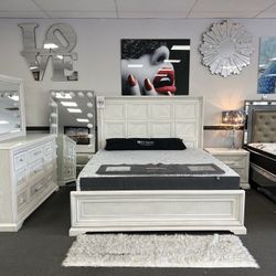 4PC White King Bedroom Set 