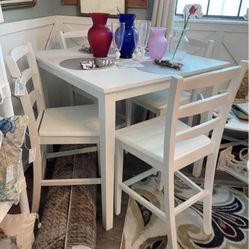 White Table Only! (There Are NO Chairs) Solid  Wood Bar Top Height