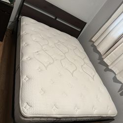 Queen Bed Frame W/ slats  & Mattress 