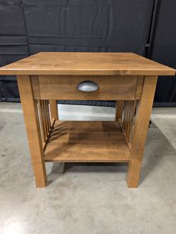 Rustic Wood End Table with Drawer