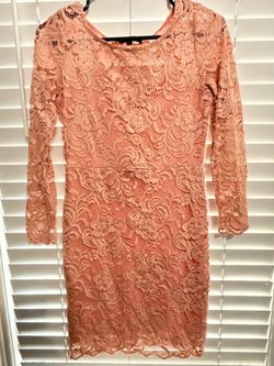 Women’s Blush Pink Lace Cocktail Dress Size Medium Elegant Wedding Guest Dress