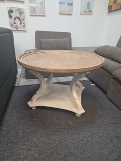 Round Wood Top Coffee Table