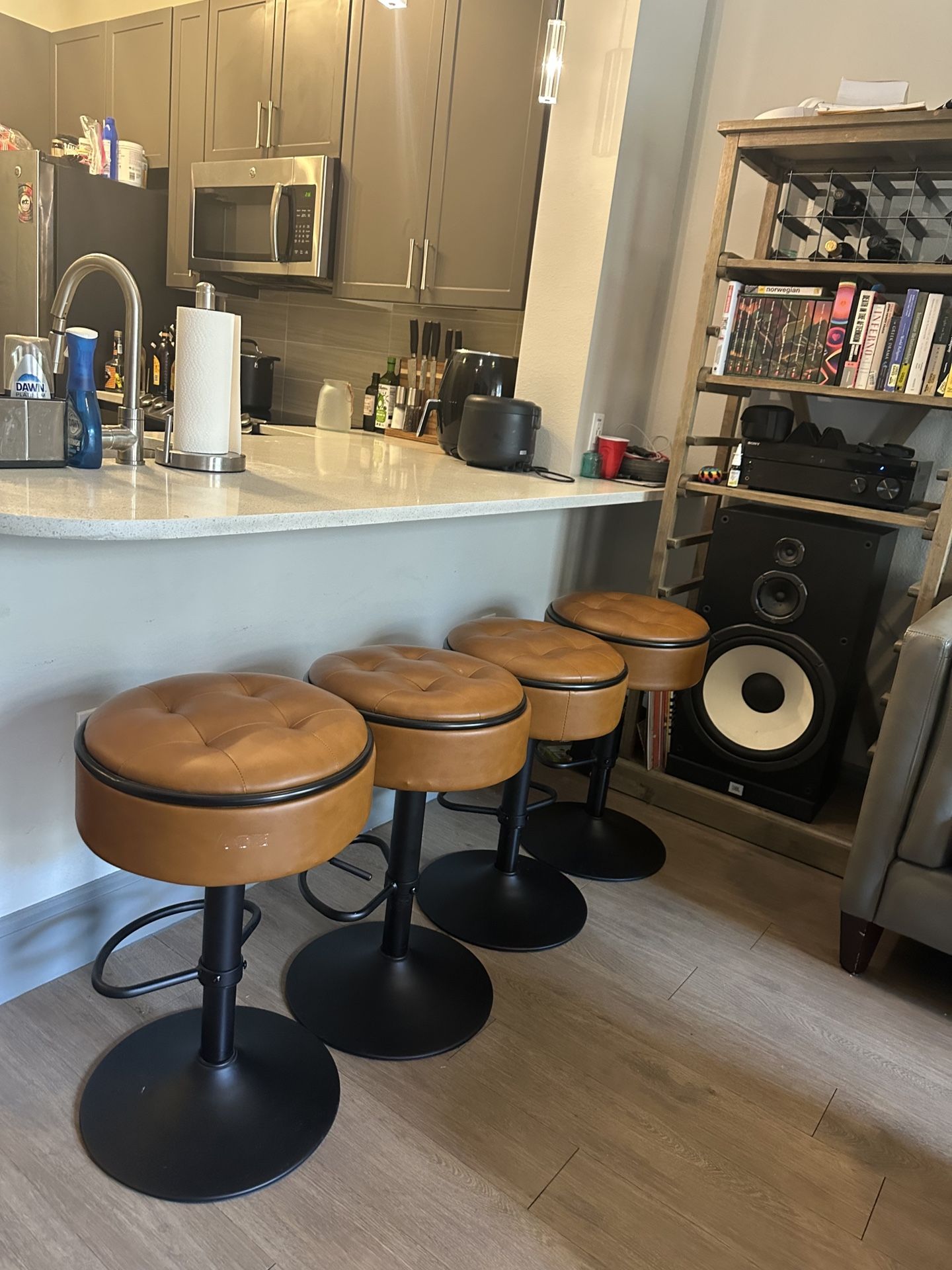 Leather Bar Stools 4 Piece