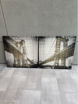 NYC Bridge Canvas Wall Art Set of 2